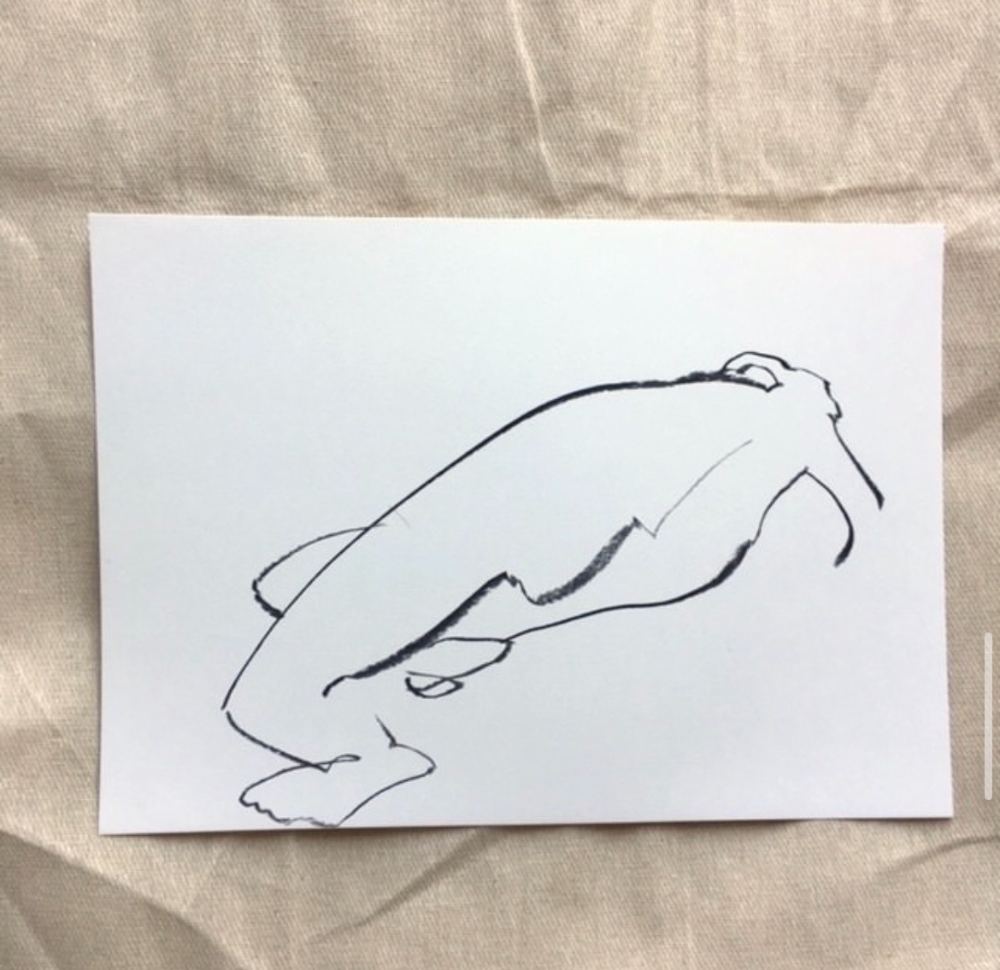 Life drawing in charcoal and ink by British contemporary artist Sarah Bick, study 2