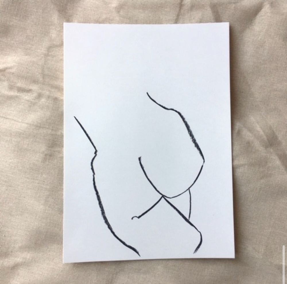 Life drawing in charcoal and ink by British contemporary artist Sarah Bick, study 5