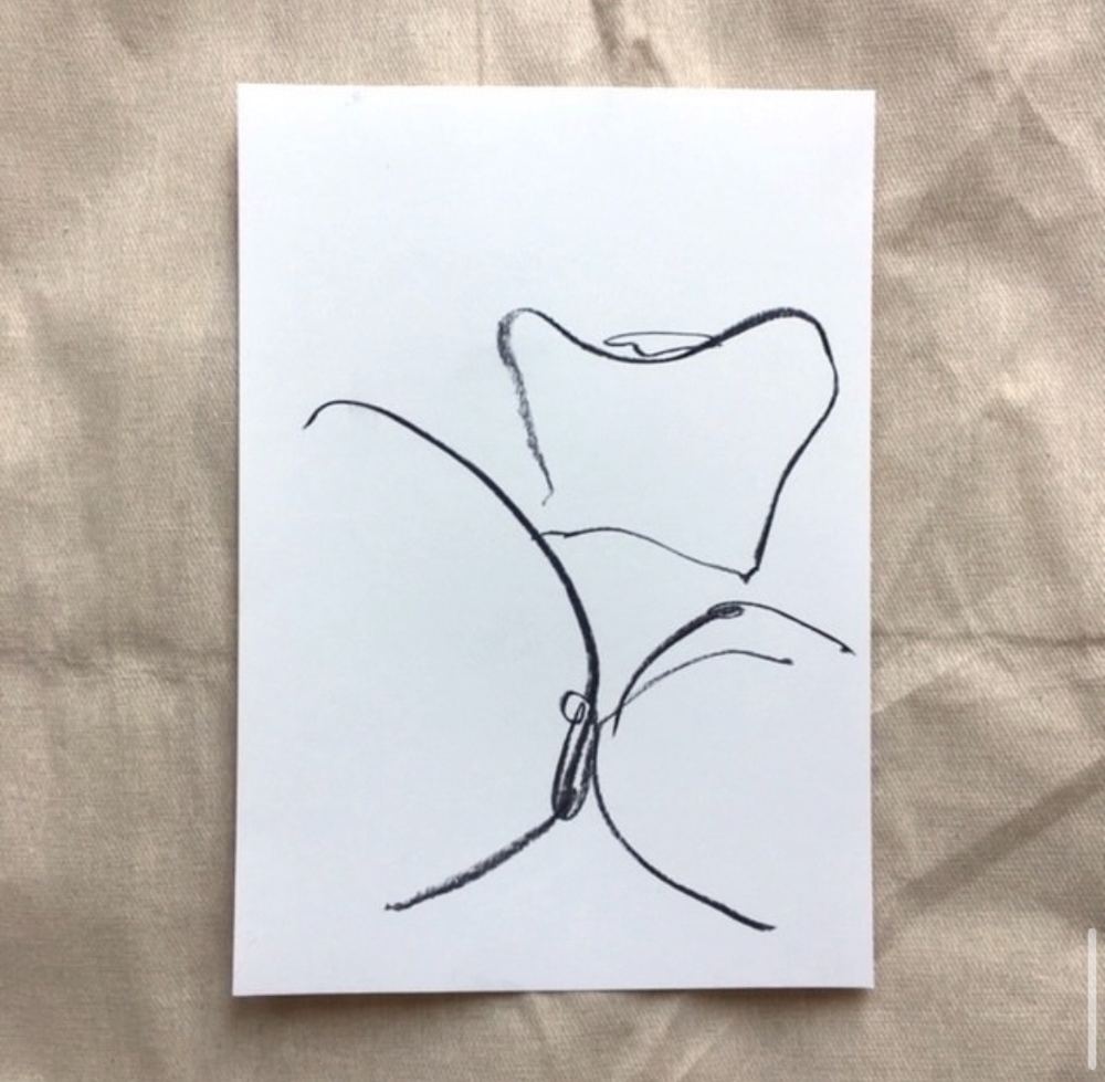 Life drawing in charcoal and ink by British contemporary artist Sarah Bick, study 7