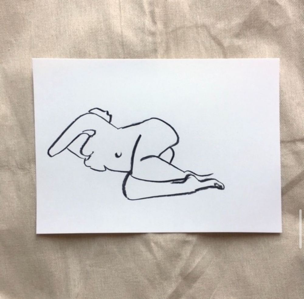 Life drawing in charcoal and ink by British contemporary artist Sarah Bick, study 9