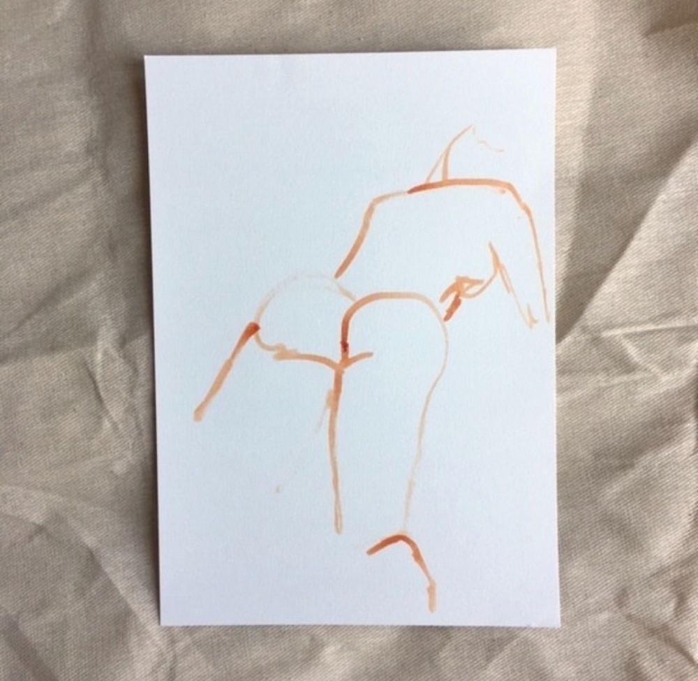 Life drawing in charcoal and ink by British contemporary artist Sarah Bick, study 12