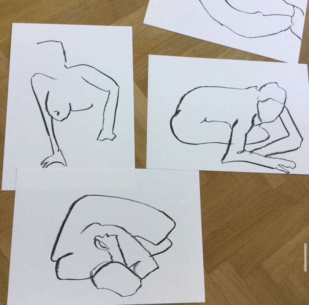 Life drawing in charcoal and ink by British contemporary artist Sarah Bick, study 14