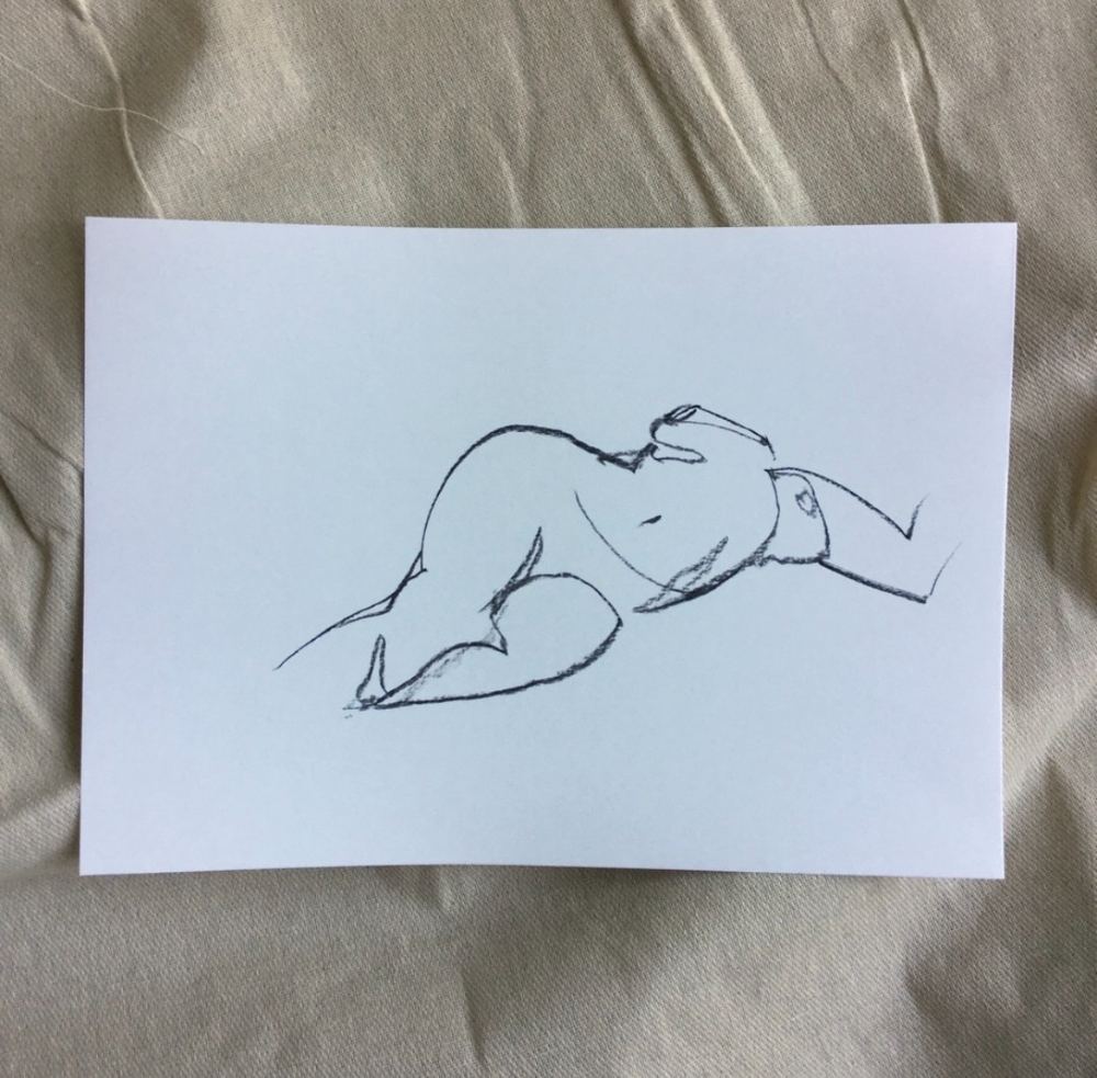 Life drawing in charcoal and ink by British contemporary artist Sarah Bick, study 17