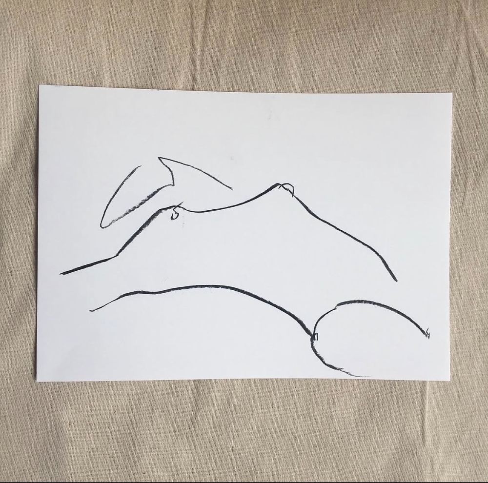 Life drawing in charcoal and ink by British contemporary artist Sarah Bick, study 23