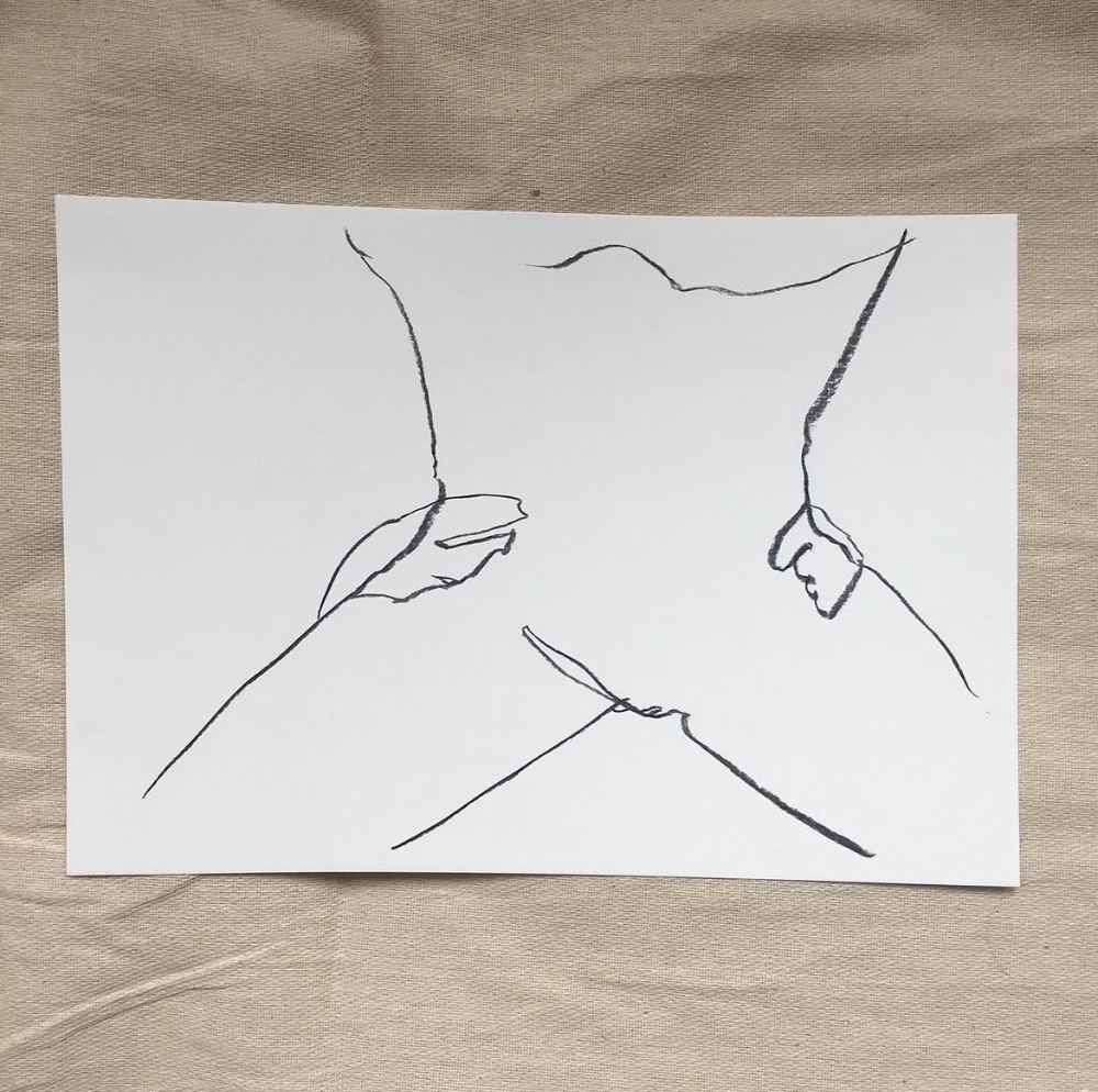 Life drawing in charcoal and ink by British contemporary artist Sarah Bick, study 24